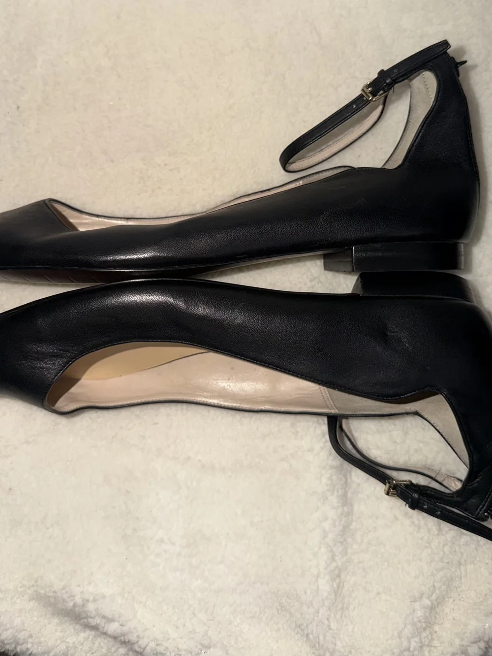 Cole Haan Black Pointed-Ankle Strap Flats